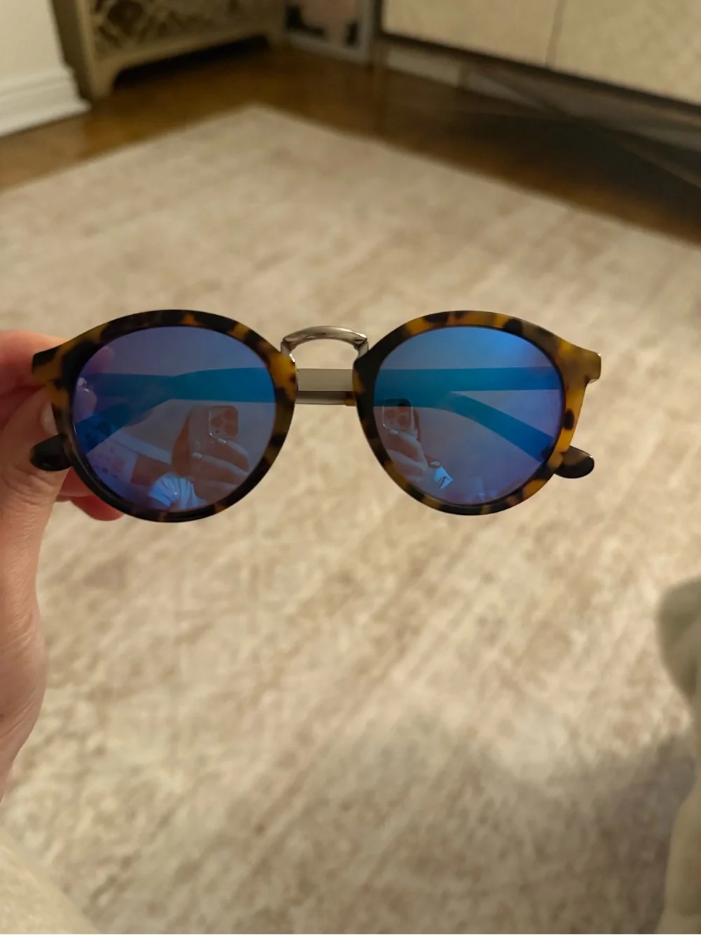 Madewell Indio Sunglasses in demi tortoise with flash blue lenses